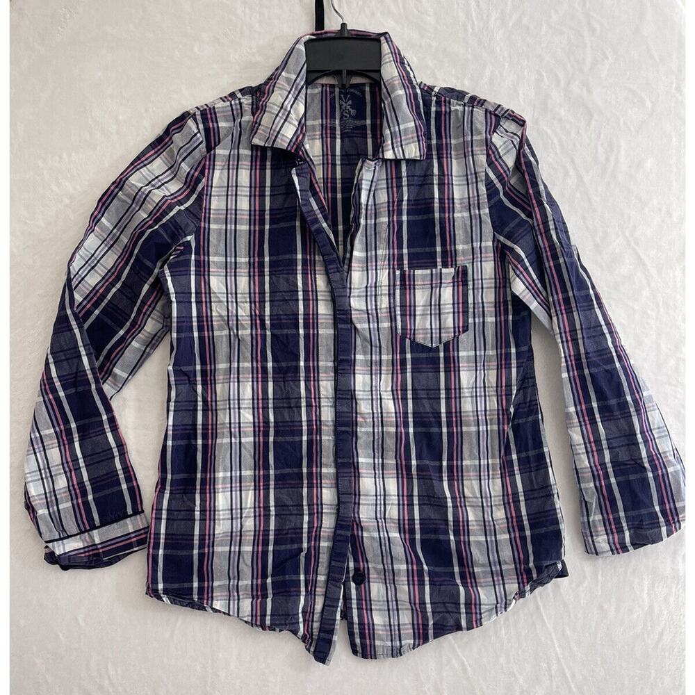 Victorias Secret Sz S Hidden button front multi stripe Purple shirt Casual Women